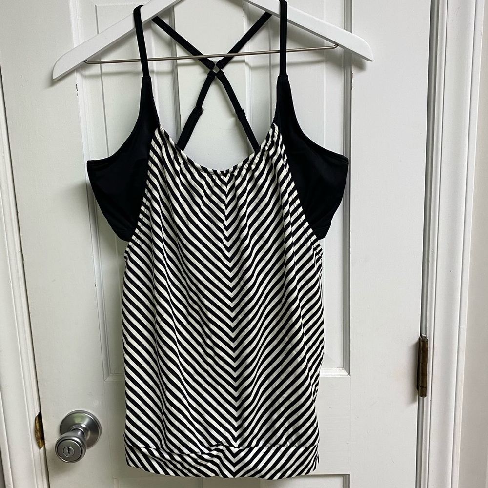 ATHLETA Slash Stripe BLOUSY TANKINI Top 36 D/DD